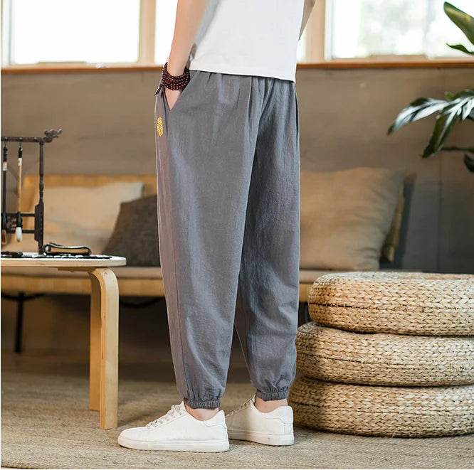 Buy Center Summer Casual Cotton Linen Ninth Pants - Loose Harem Style - Buy Center UK
