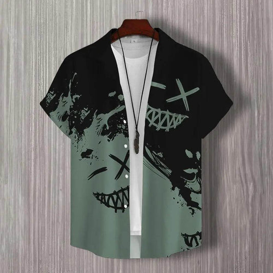 Buy Center 3D Patchwork Print Short Sleeve Shirt - Oversized Hawaiian Style - Buy Center UK
