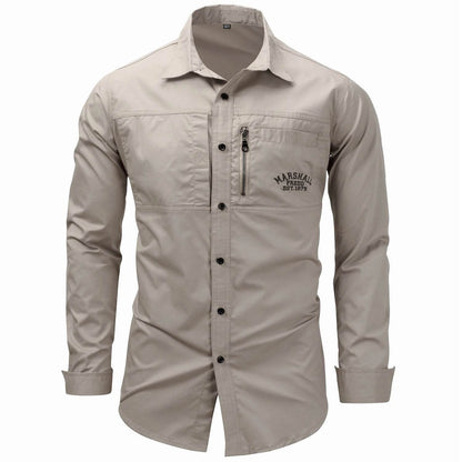 Buy Center Men's 100% Cotton Multi-Pocket Safari Shirt - Long Sleeve - Buy Center UK