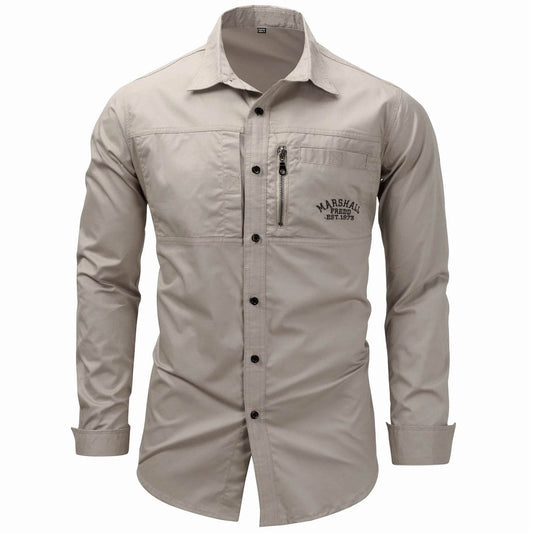 Buy Center Men's 100% Cotton Multi-Pocket Safari Shirt - Long Sleeve - Buy Center UK