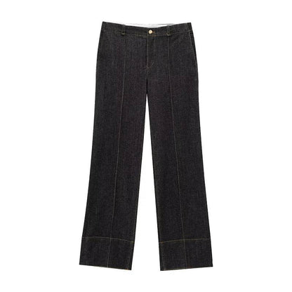 TRAF Women's Denim Pants Set 2025 - Casual Elegance with Wide Legs - Buy Center UK