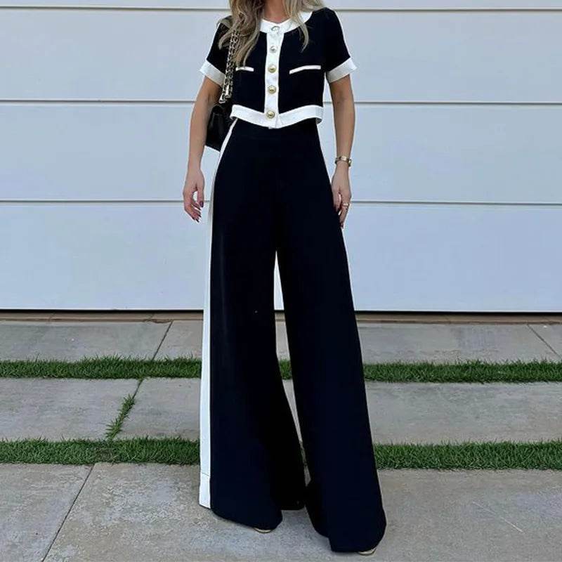 BAMBOOBOY Women's Slim Pants Suit - Stylish O-Neck Top & Trousers - Buy Center UK