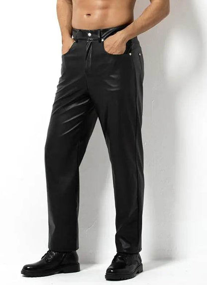Arjen Kroos Faux Leather Disco Pants for Men - Casual & Stylish Trousers - Buy Center UK