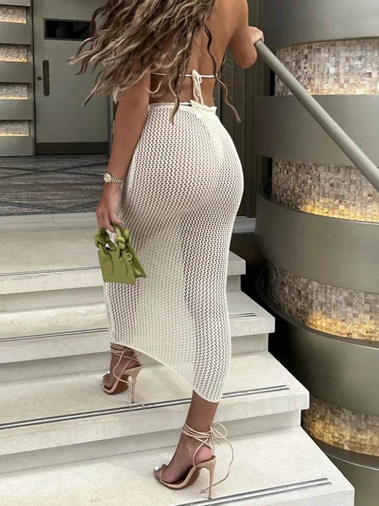 Buy Center Sexy Vest Long Skirt Set - Backless Top & Flattering Fit - Buy Center UK