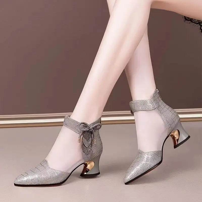 KNCOKAR Women's Hollow Mesh Sandals - Breathable Pointed Toe Heels - Buy Center UK