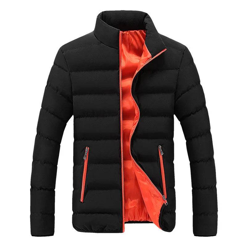 2024 Men's Black Cotton Padded Jacket - Warm & Casual Sportswear - Buy Center UK