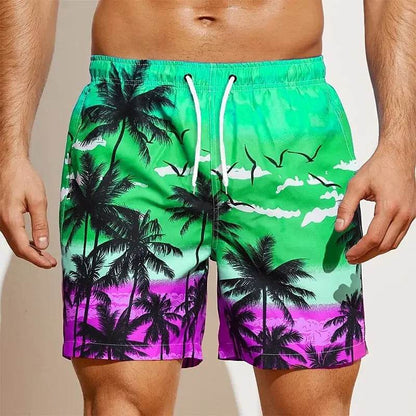 Buy Center 2024 Men's Oversized Quick Dry Shorts - Coconut Tree Print - Buy Center UK