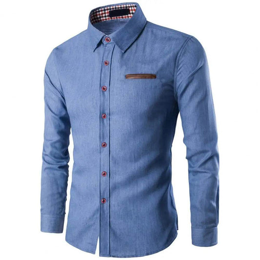 Buy Center Men's Denim Shirt 2024 - Slim Fit Long Sleeve Fashion - Buy Center UK