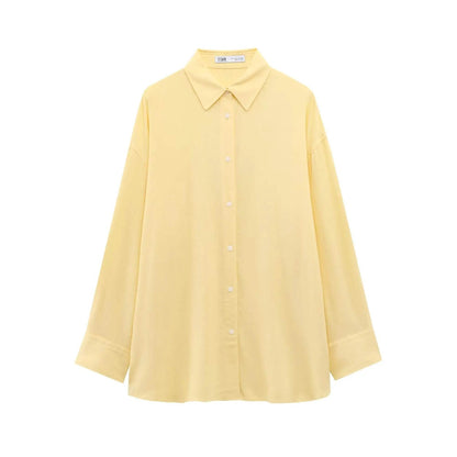 TFMLN Women's Loose Shirt with Belt - Stylish Long Sleeve Blouse - Buy Center UK