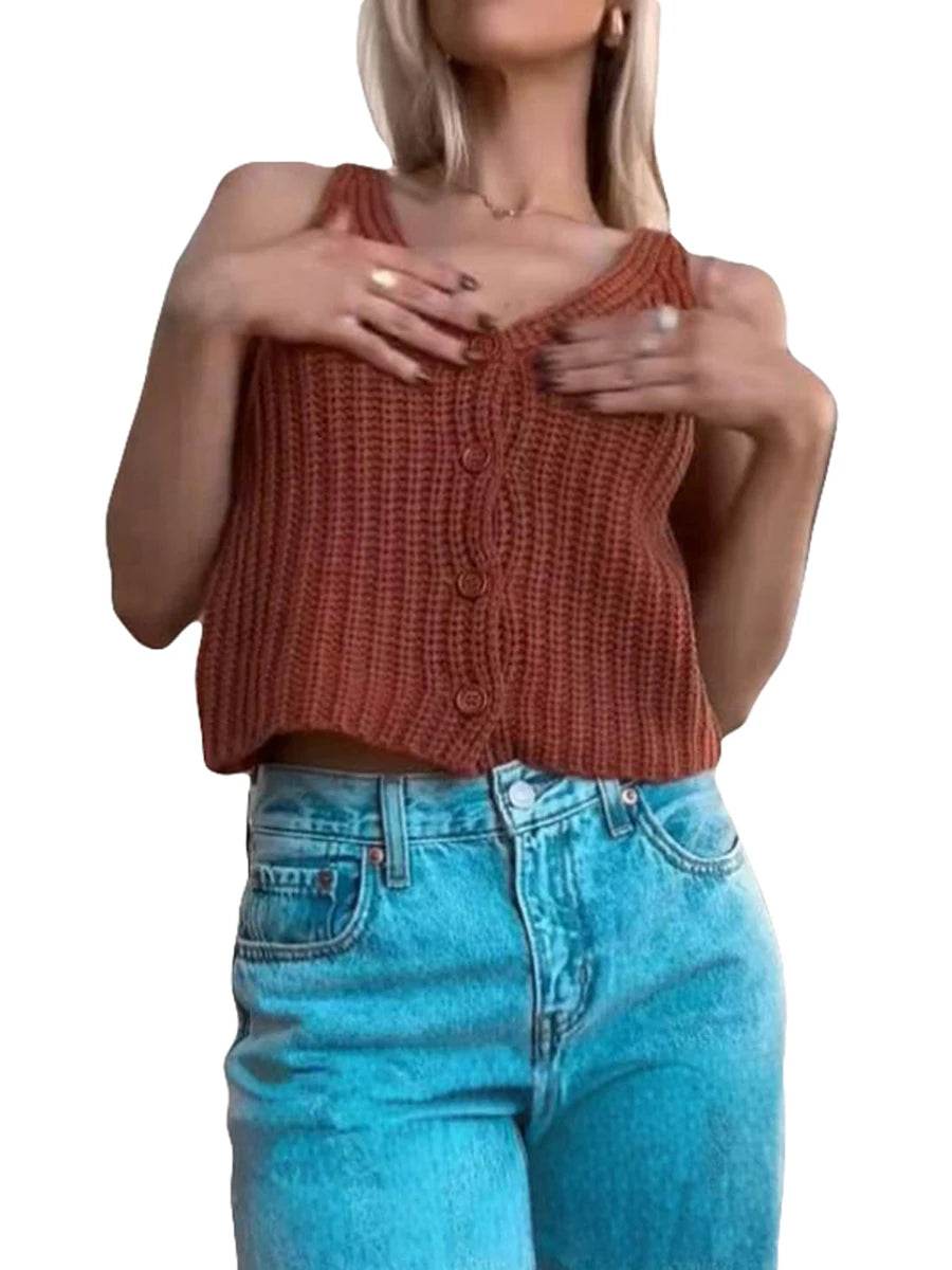 Women’s Autumn Sweater Vest - Sleeveless V Neck Knitwear for All - Buy Center UK