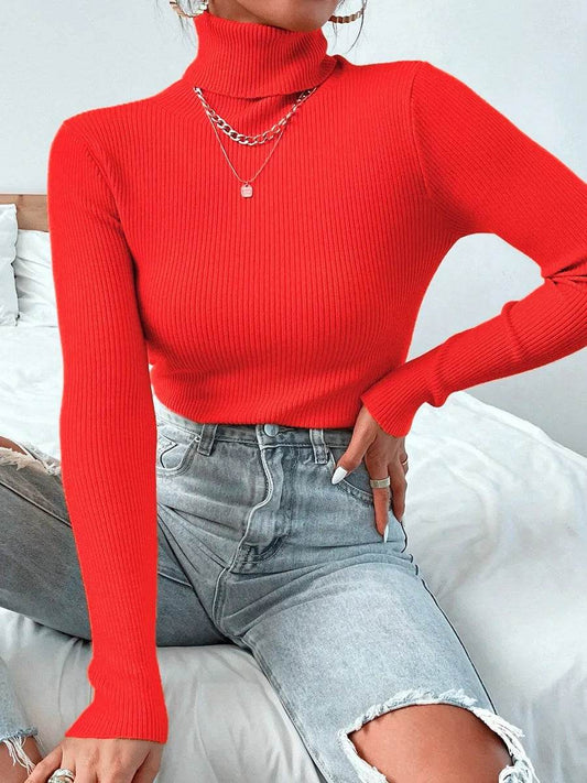 Buy Center Women’s Knit Turtleneck Sweater - Cozy Autumn Winter Jumper - Buy Center UK