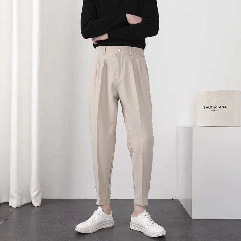 Buy Center Slim Tapered Men Pants - Elastic Waist Korean Style - Buy Center UK