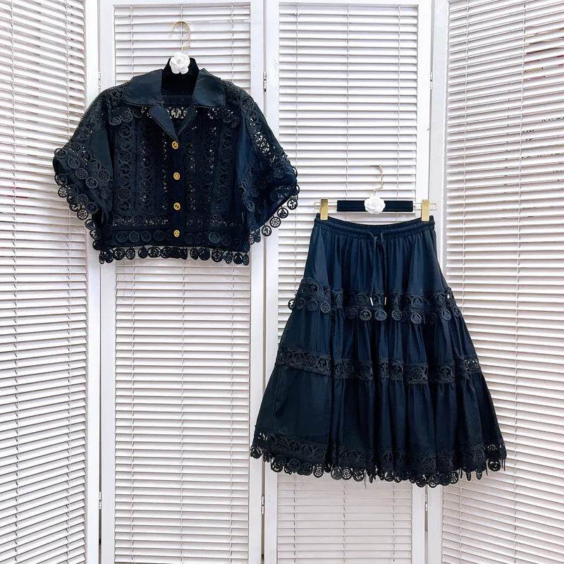 Luxury Hollow Out Dress Two Piece Set - Elegant Summer Outfit - Buy Center UK