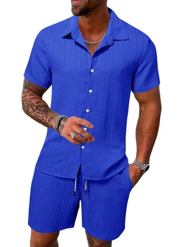 Buy Center Men's Summer Polo Suit - Casual Loose Fit Shorts Set - Buy Center UK