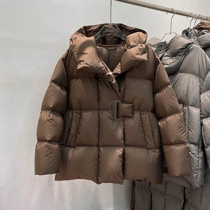 Janveny Women's 90% White Duck Down Jacket - Oversized Puffer Coat - Buy Center UK