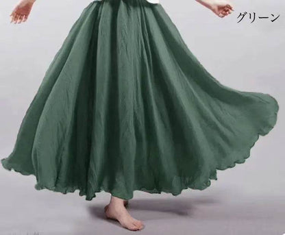 28-Color Mori Girl A-line Skirt - Cotton Linen, Elastic Waist - Buy Center UK