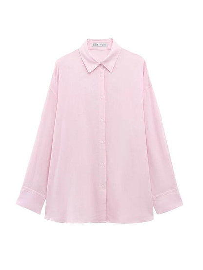 TFMLN Women's Loose Shirt with Belt - Stylish Long Sleeve Blouse - Buy Center UK
