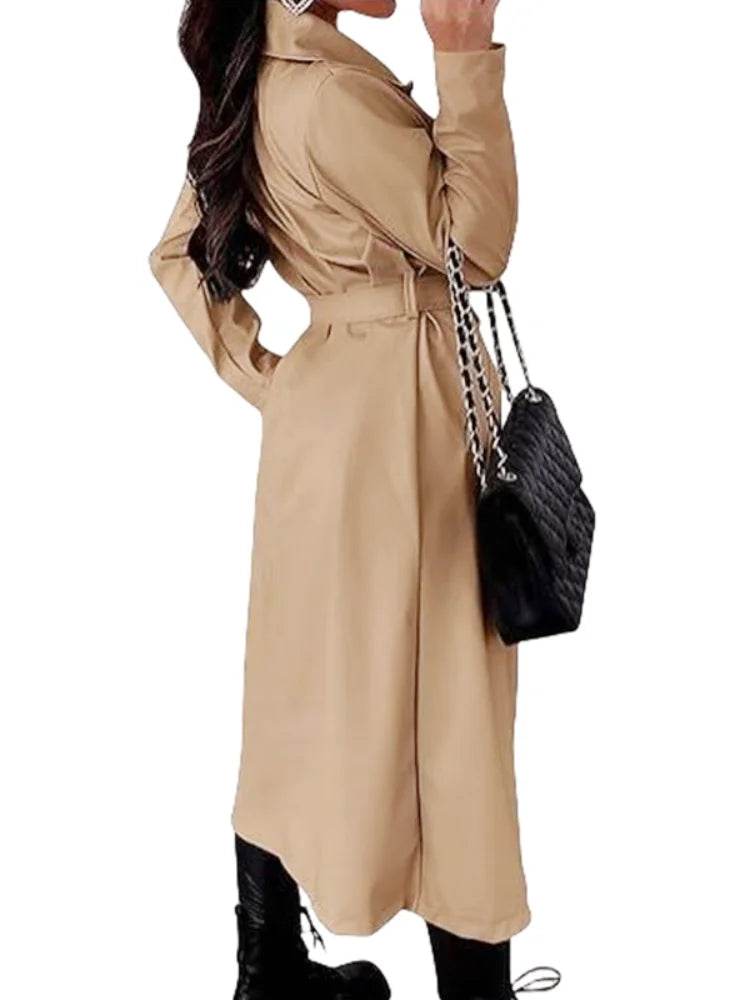 Buy Center Women's Double Breasted Wool Blend Trench Coat - Buy Center UK