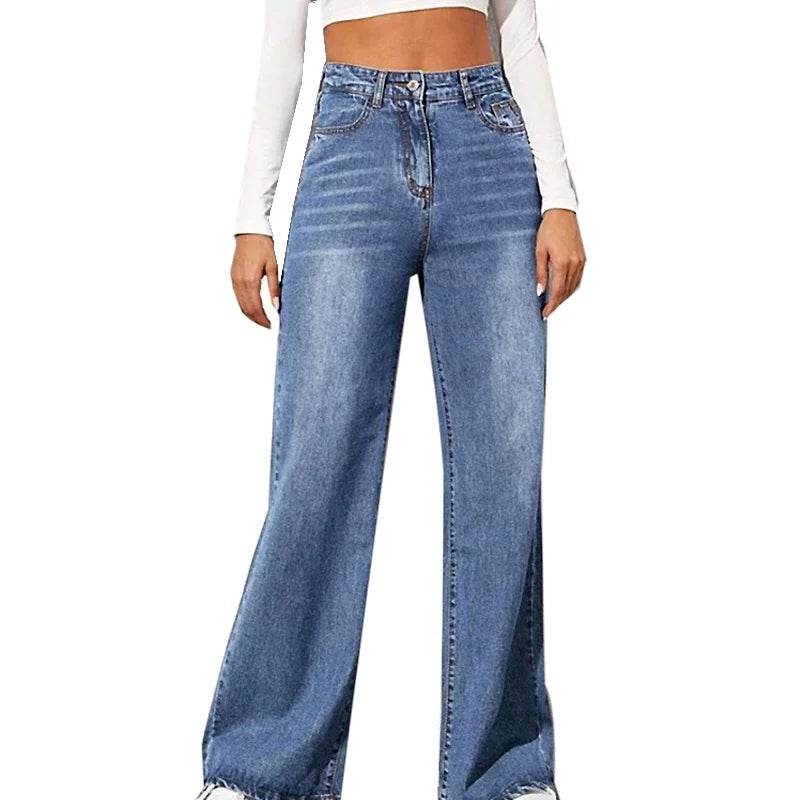 Buy Center High Waist Straight Jeans - Casual Loose Fit for Women - Buy Center UK