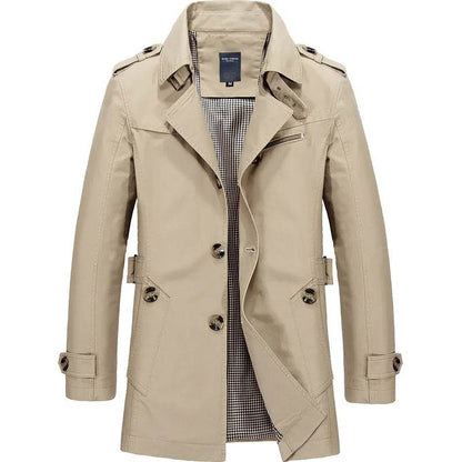 Buy Center Men's Casual Cotton Jacket - Mid-Length Trench Coat Style - Buy Center UK