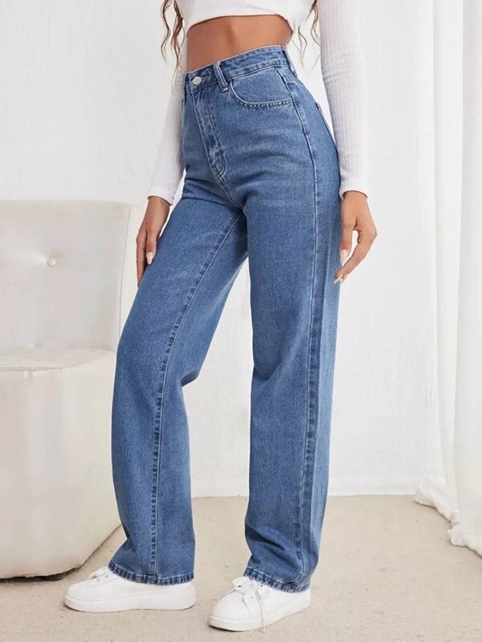 Buy Center Women's Loose Slimming Jeans - High Waist Straight Pants - Buy Center UK