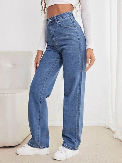 Buy Center Women's Loose Slimming Jeans - High Waist Straight Pants - Buy Center UK