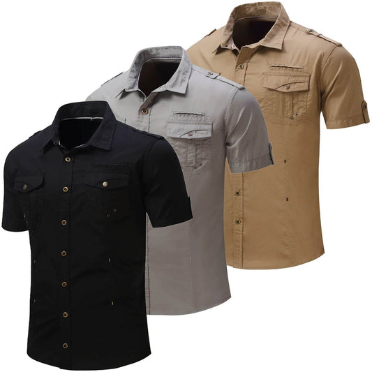 Buy Center Men's Short Sleeve Safari Shirt - Stylish Casual Top - Buy Center UK