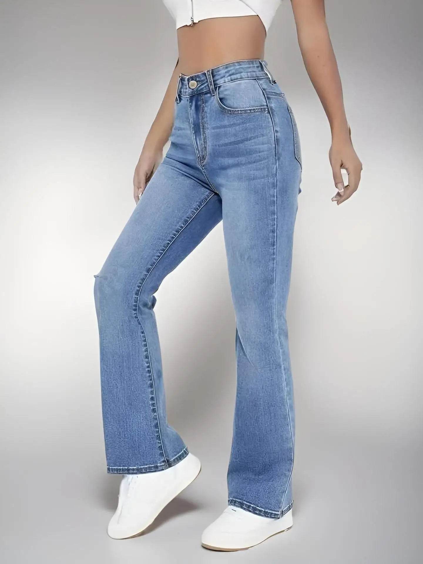 Women's High Waist Slimming Jeans - European Style Boot Cut Trousers - Buy Center UK