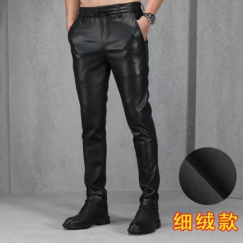 Buy Center Men's Faux Leather Pants - Slim Fit Black Leggings - Buy Center UK