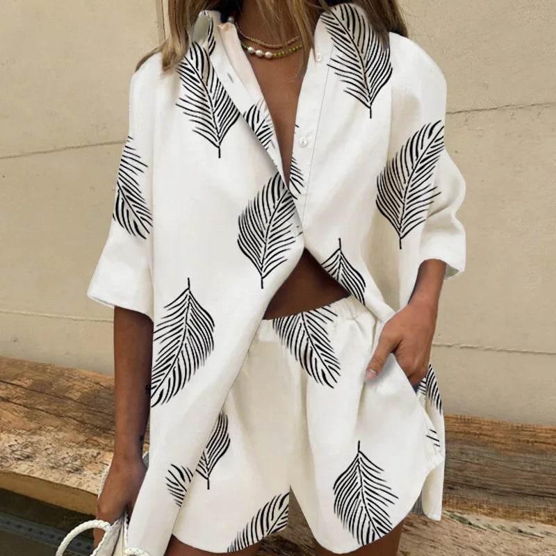 Buy Center Two Piece Women's Summer Set - Stylish Print, Loose Fit - Buy Center UK