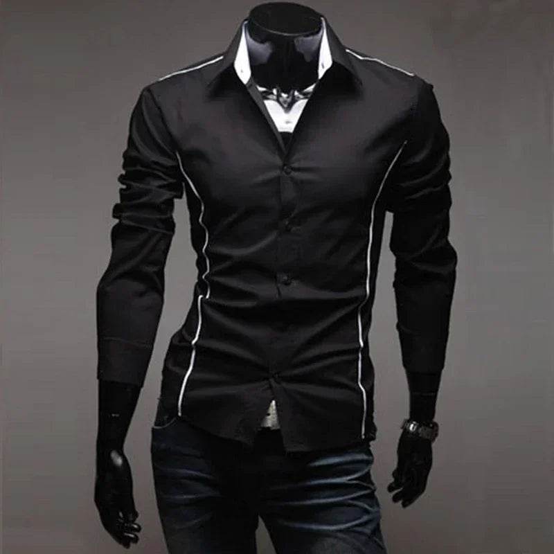 Buy Center Men's Stripes Long Sleeve Slim Shirt - Business & Casual - Buy Center UK