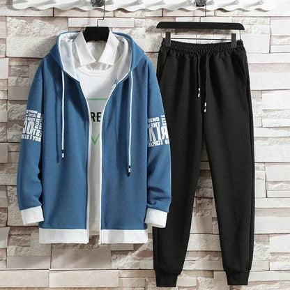 Buy Center Men's Hooded Cardigan Sweatpants Set - Casual Spring Outfit - Buy Center UK