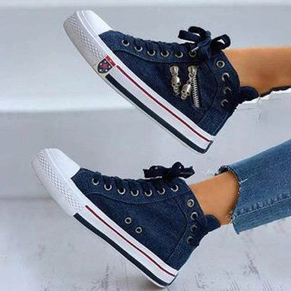 Buy Center Women's High Top Sneakers - Stylish Denim Casual Footwear - Buy Center UK
