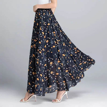 Elegant Floral Chiffon Skirt - Ankle Length for Spring & Summer - Buy Center UK