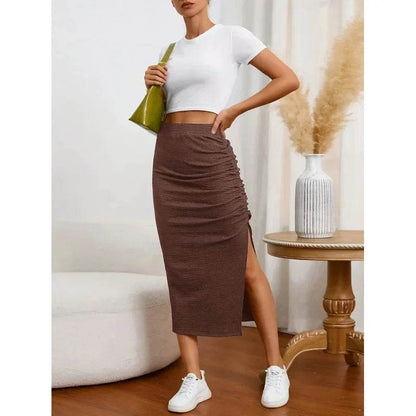 2024 High-Waisted Pleated Skirt - Slim Fit for Spring/Autumn - Buy Center UK