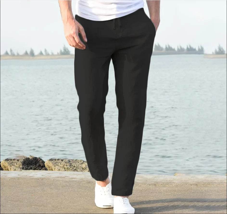 Buy Center Men's Linen Wide Pants - Oversized Casual Sweatpants - Buy Center UK