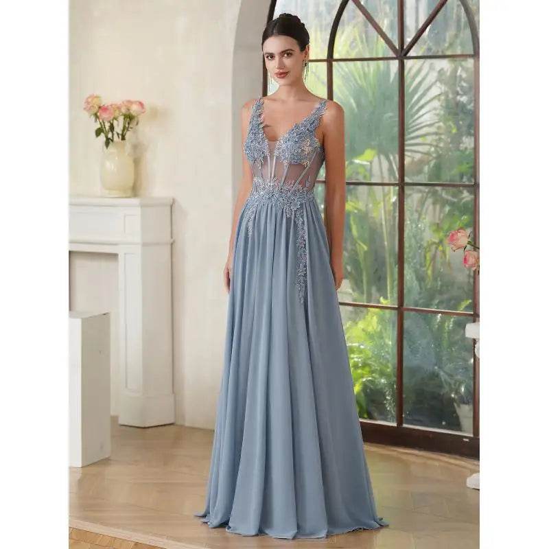 Elegant Spaghetti Straps Mermaid Evening Dress - Beaded Appliques - Buy Center UK