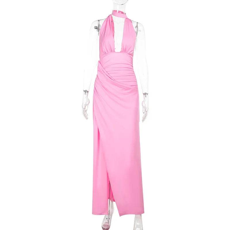 Torova Women's Halter Bandage Slit Dress - Elegant U Neck Maxi - Buy Center UK