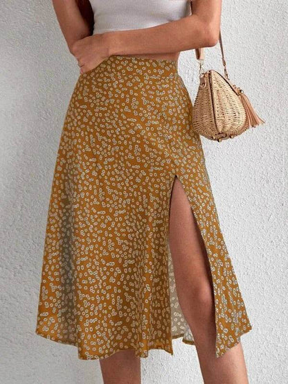 Buy Center Women's Floral A-Line Skirt - Versatile Zipper Design - Buy Center UK