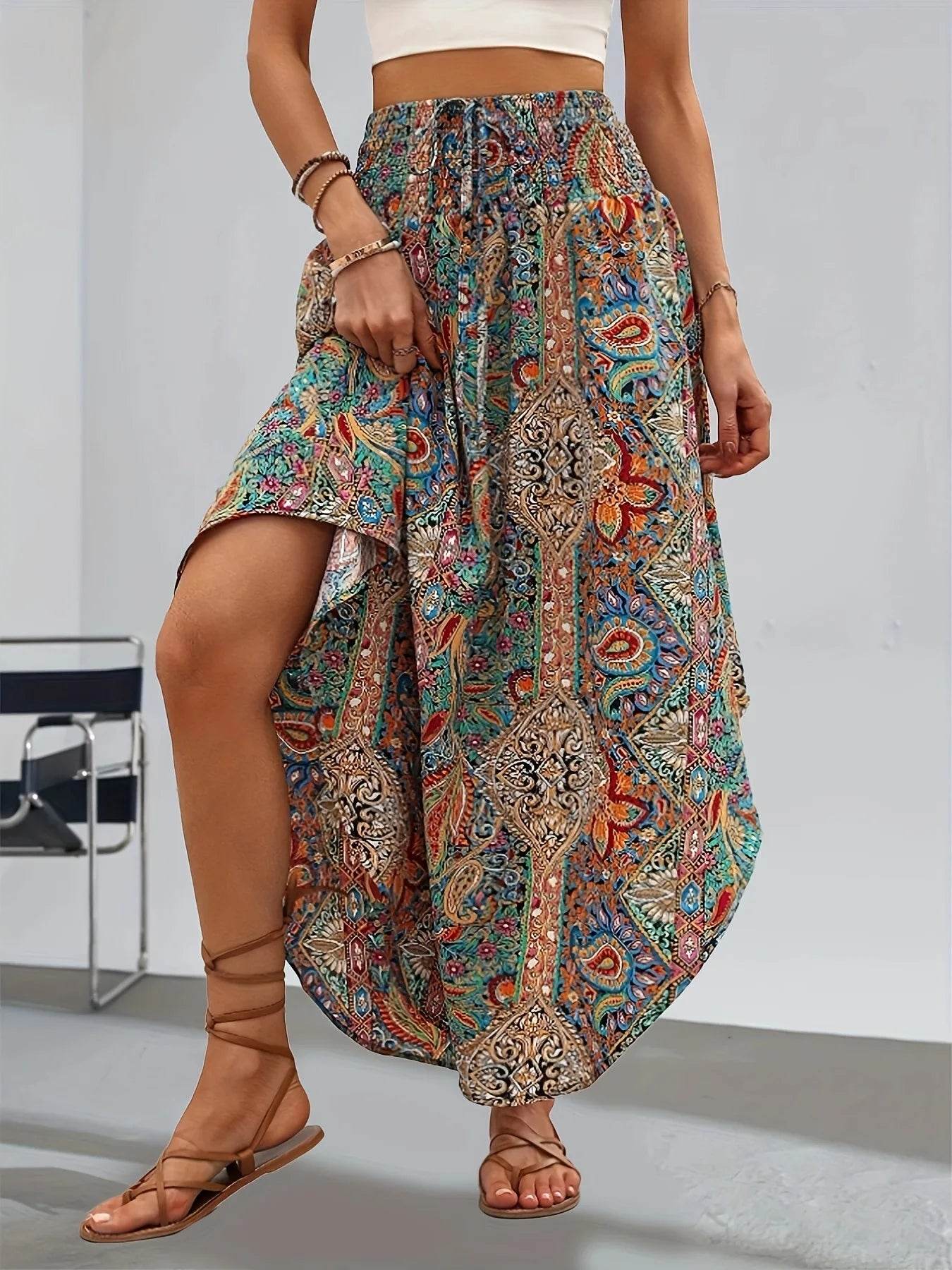 Buy Center High Waist Floral Long Skirt - Casual Summer Style - Buy Center UK