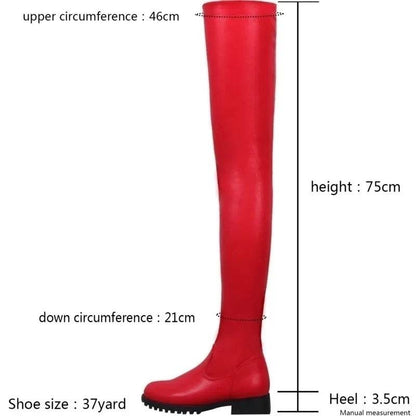 Buy Center Big Size 47 White Thigh High Boots - Comfortable PU Leather - Buy Center UK