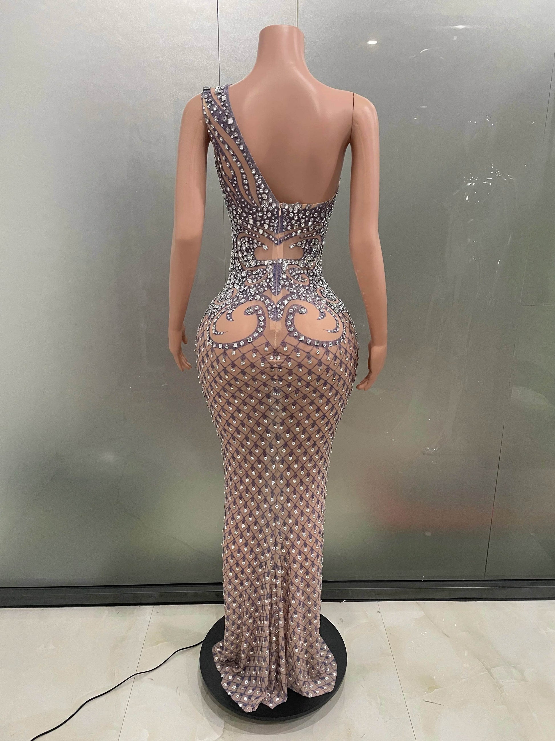 Women’s Luxury One Shoulder See Through Dress - Elegant Evening Wear - Buy Center UK