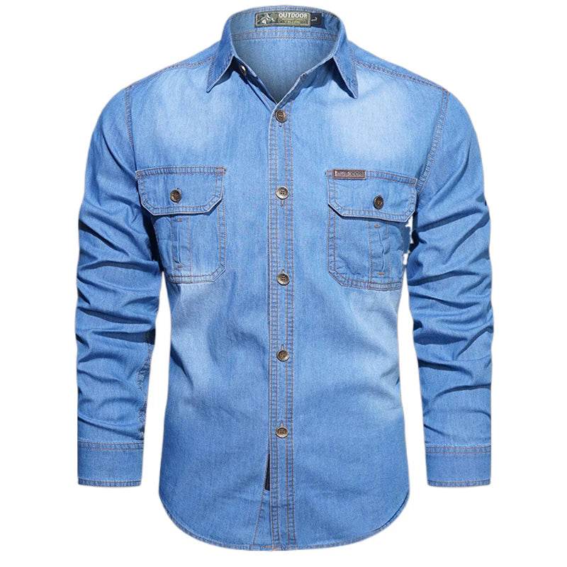 Buy Center Plus Size 5XL Loose Denim Shirt - High Quality, Cotton Comfort - Buy Center UK