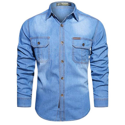 Buy Center Plus Size 5XL Loose Denim Shirt - High Quality, Cotton Comfort - Buy Center UK