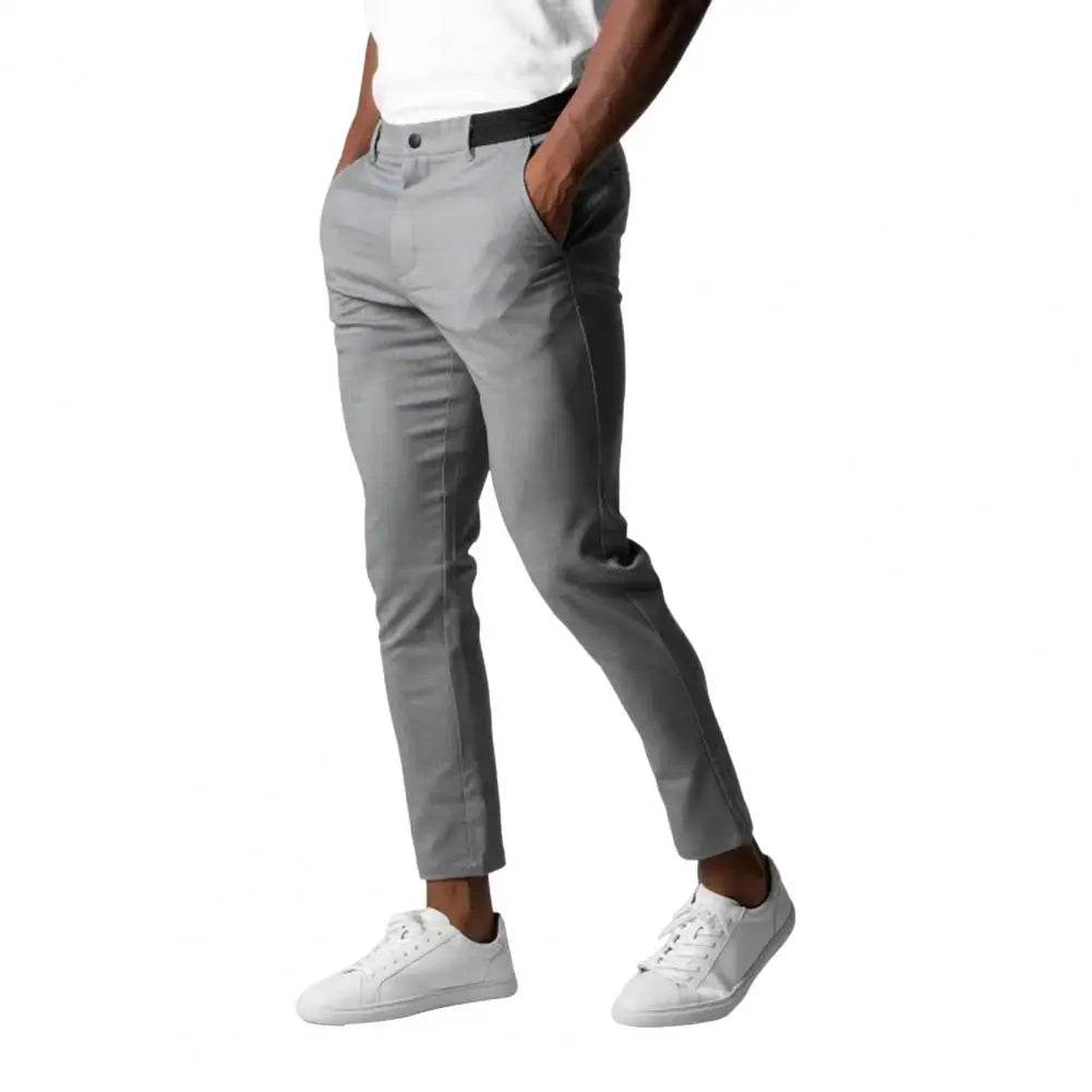 Buy Center Slim Fit Men's Trousers - Elegant Solid Color Pants - Buy Center UK
