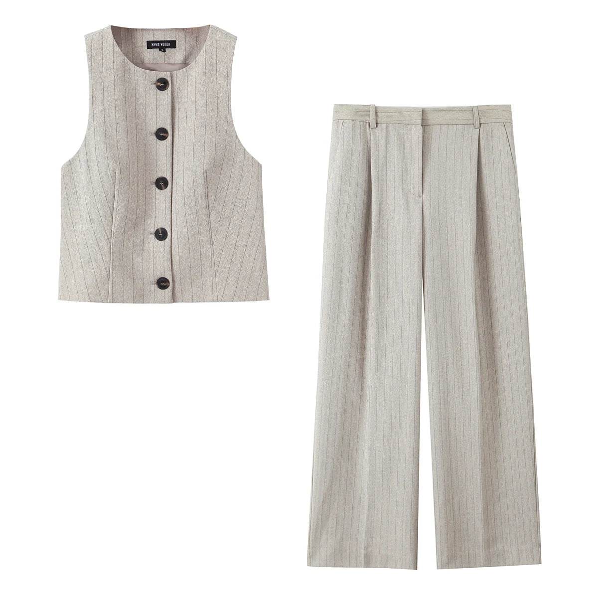 TFMLN Women's Spring Vest Pant Set - Stylish Office & Leisure Wear - Buy Center UK