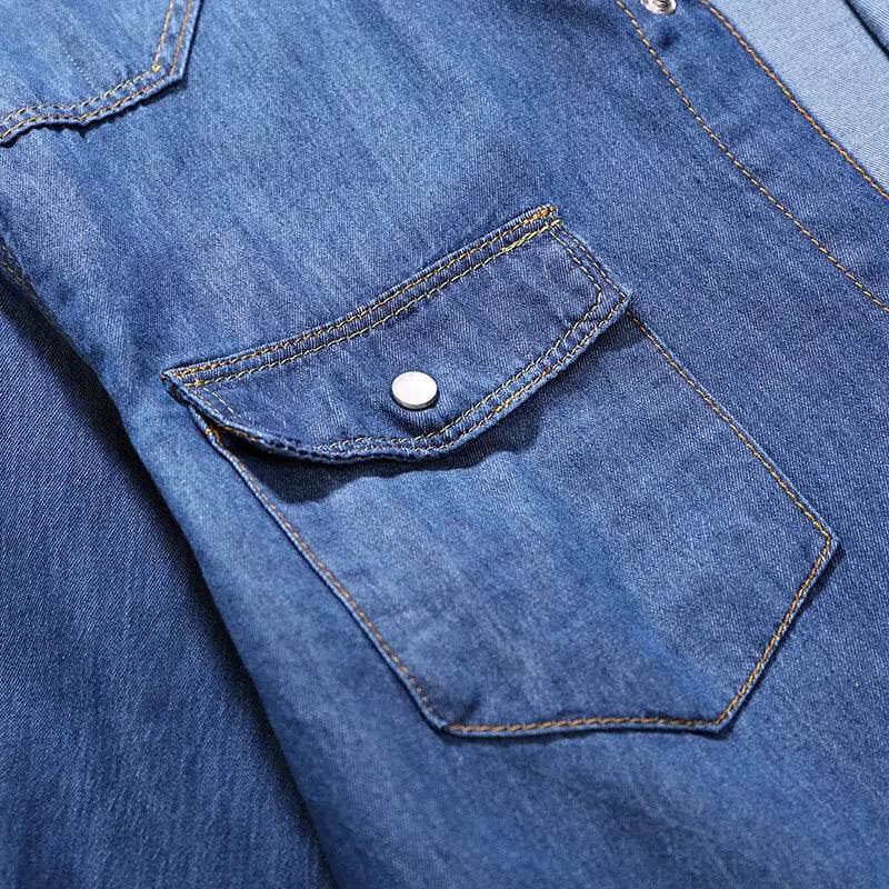 Buy Center Slim Fit Denim Shirt for Men - Casual Cotton Long Sleeve - Buy Center UK