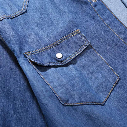 Buy Center Slim Fit Denim Shirt for Men - Casual Cotton Long Sleeve - Buy Center UK