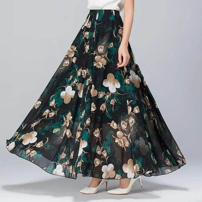 Elegant Floral Chiffon Skirt - Ankle Length for Spring & Summer - Buy Center UK
