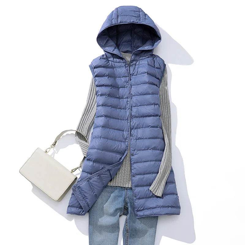 Buy Center Women's Ultra Light Duck Down Vest - Hooded, Sleeveless - Buy Center UK